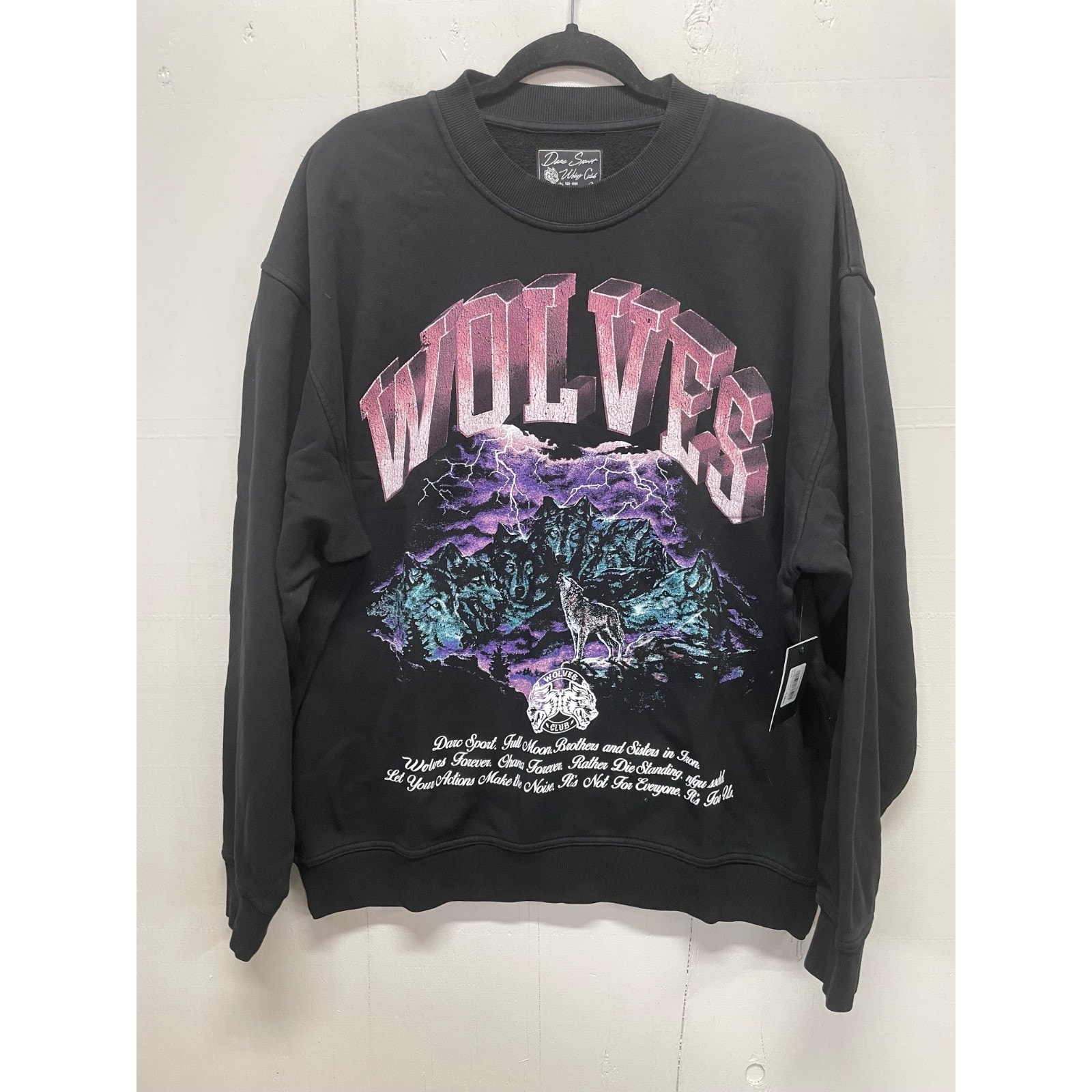 Darc Sport Wolves Club Black Sweatshirt Xl Ohana Tour #522-1000 New With Tags